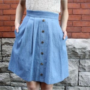 Birds of North America Denim Pleated Skirt - Sz 6